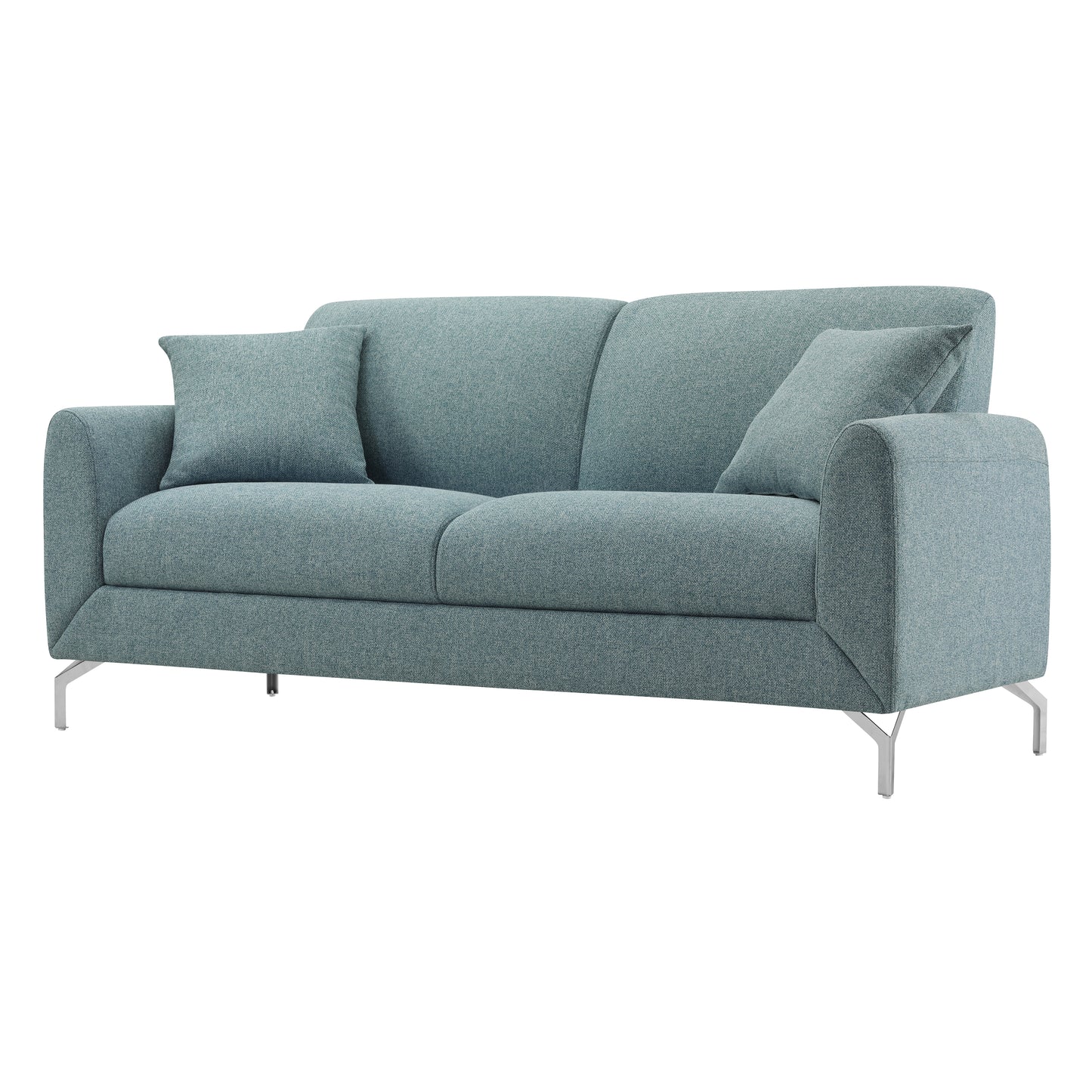 Noreen Contemporary Blue Fabric Rounded Arm Living Room Collection
