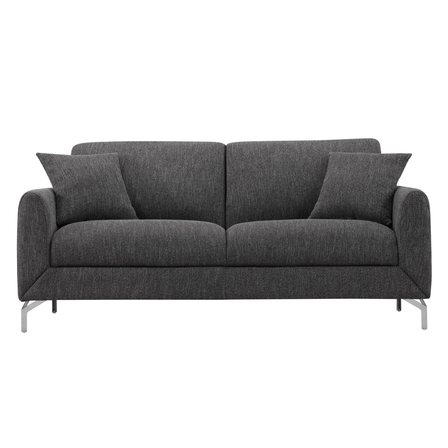 Noreen Contemporary Gray Fabric Rounded Arm Living Room Collection