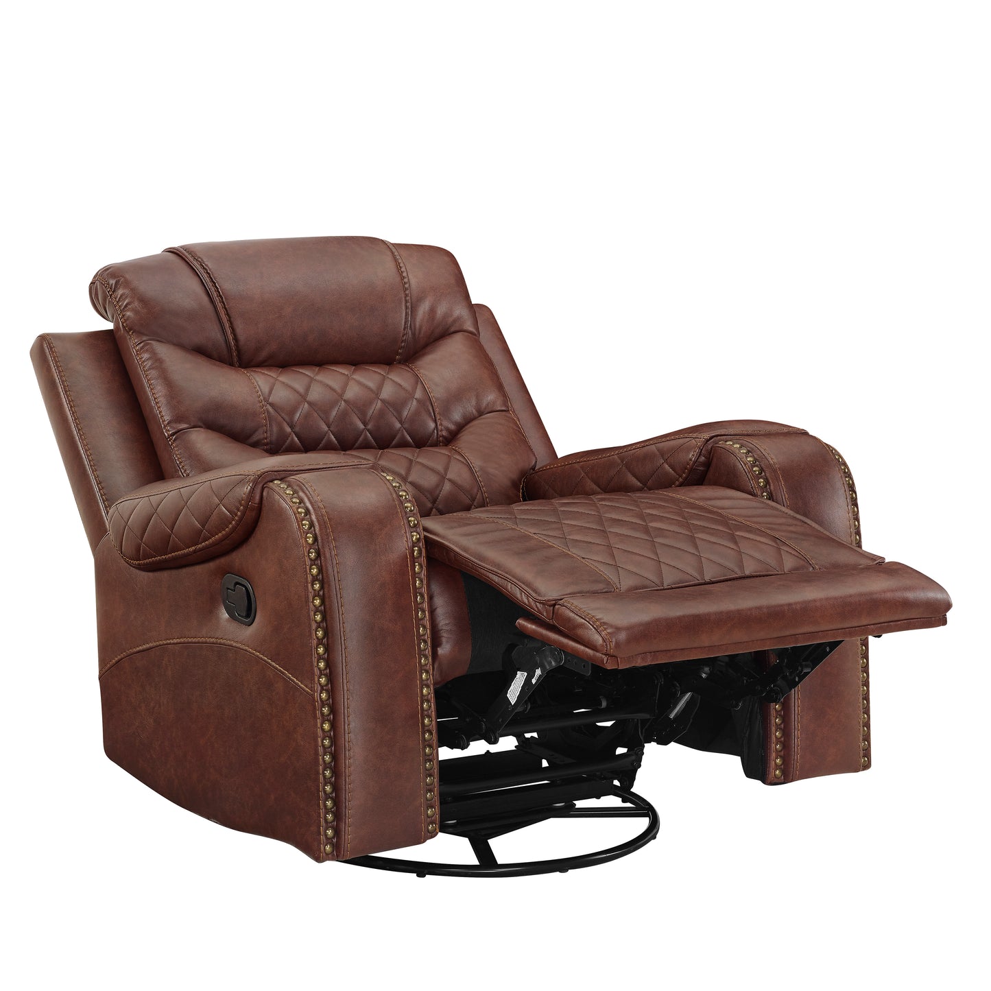 Klens Faux Leather 3-Piece Reclining Living Room Collection with Nailhead Trim, Brown