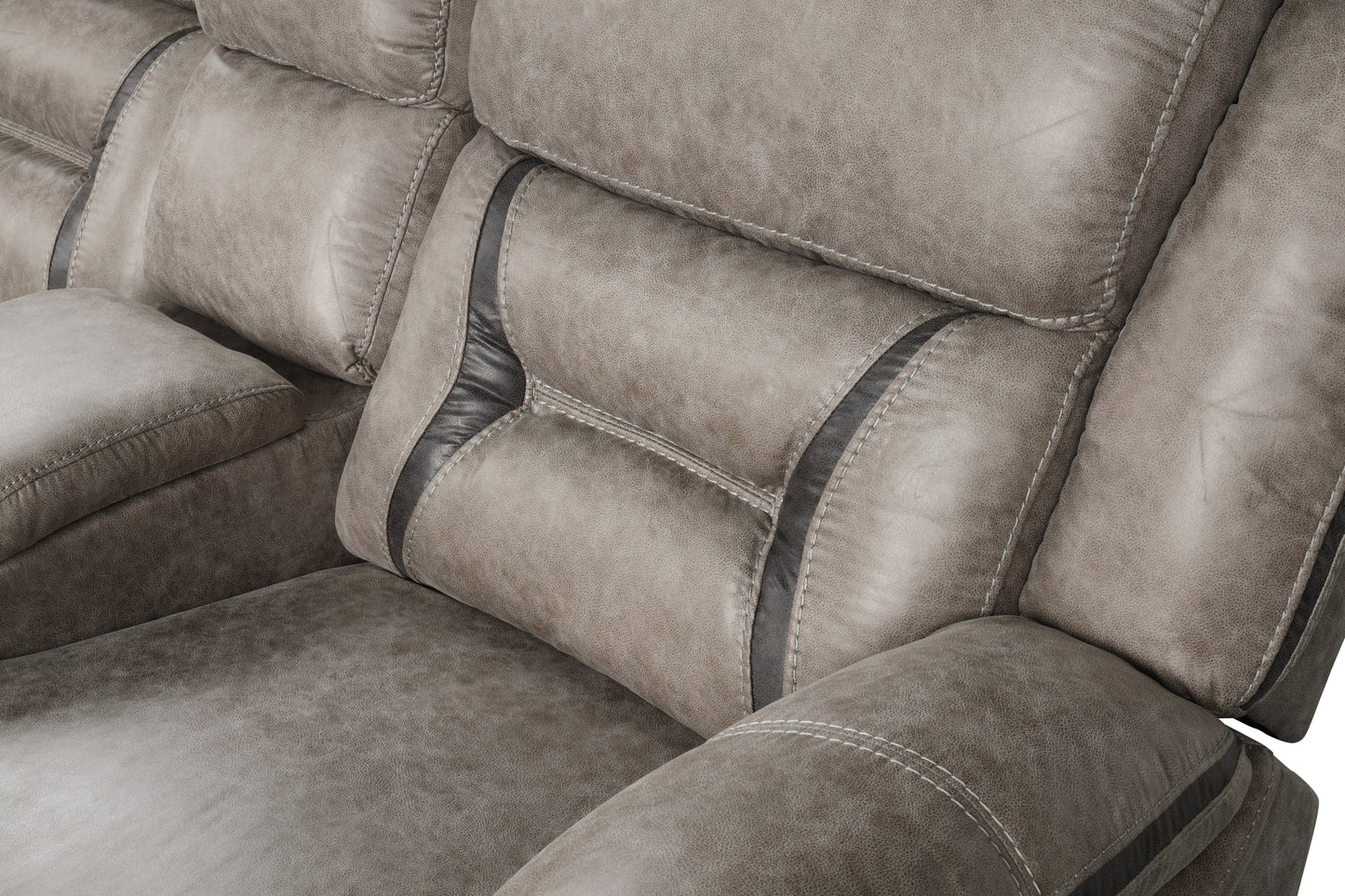 Elkton Manual Motion Reclining Loveseat with Storage Console, Taupe