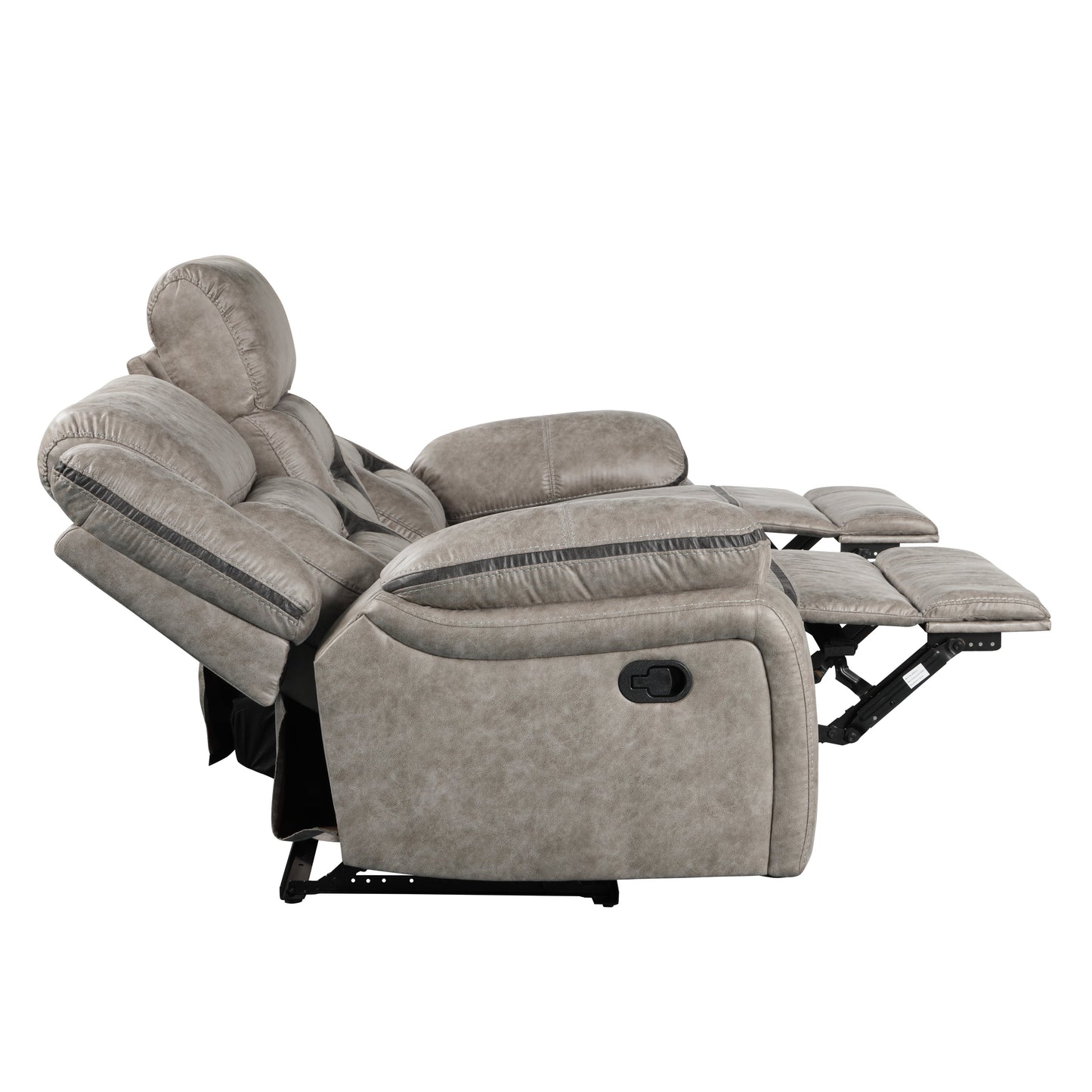 Elkton Manual Motion Reclining Sofa with Storage Console, Taupe