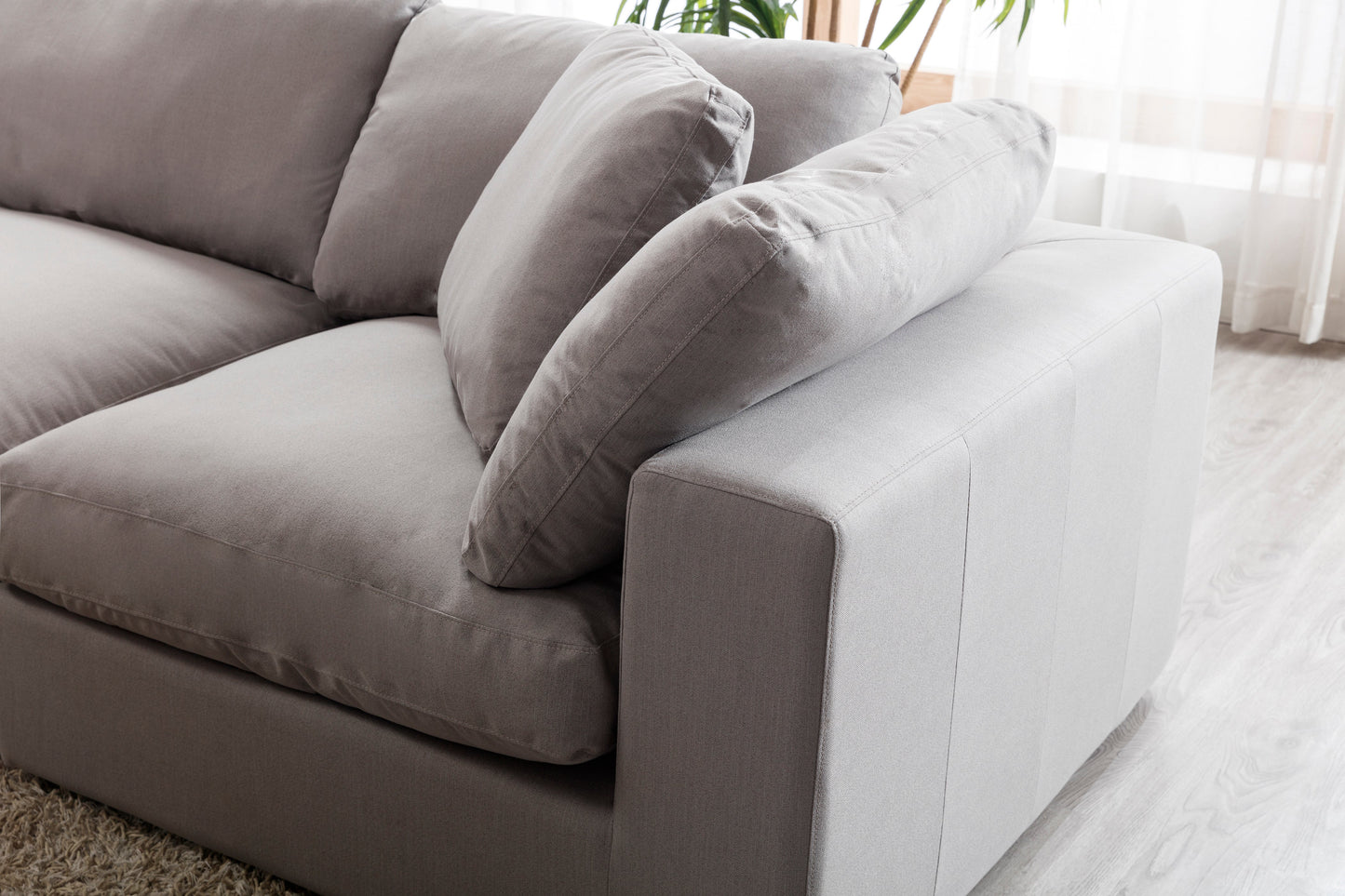 Rivas Contemporary Feather Fill 4-Piece Modular Sectional Sofa, Graphite
