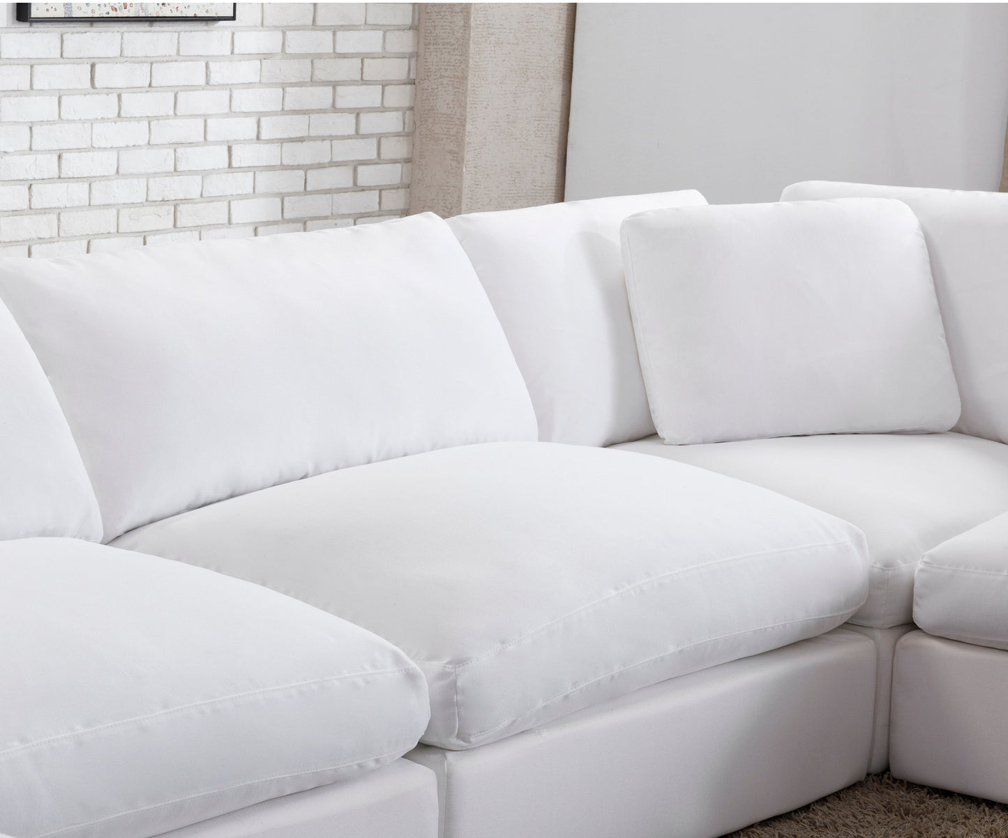 Rivas Contemporary Feather Fill 4-Piece Modular Sectional Sofa, White