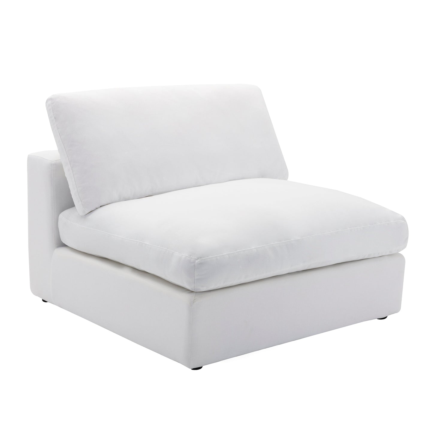 Rivas Contemporary Feather Fill 5-Piece Modular Sectional Sofa with Ottoman, White