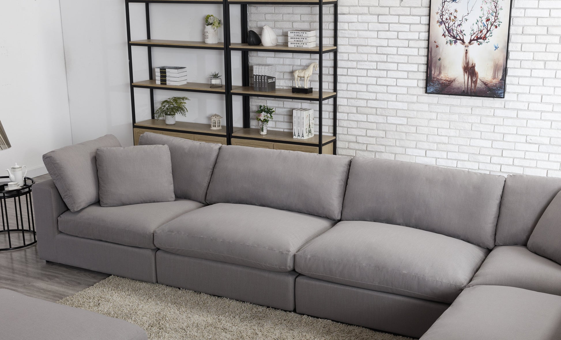 Rivas Contemporary Feather Fill 6 Piece Modular Sectional Sofa With Ot Roundhill Furniture