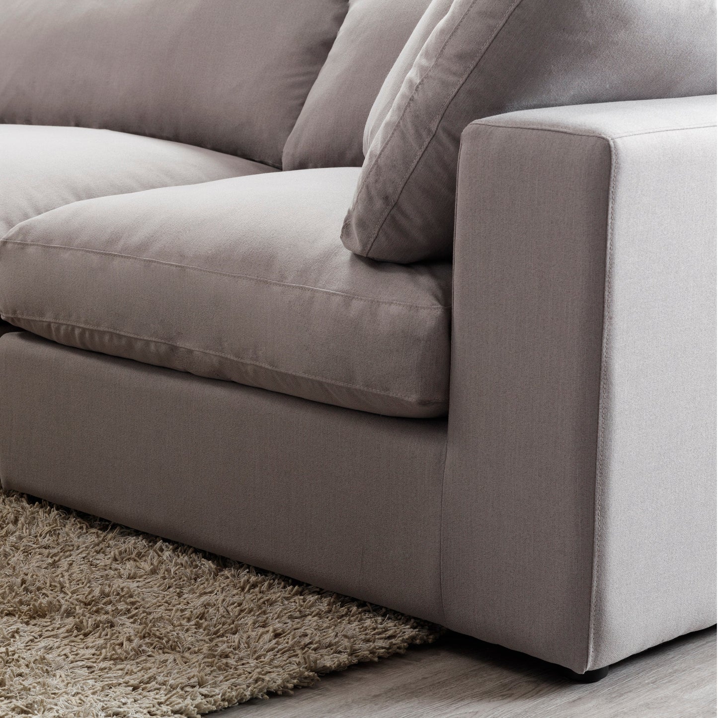 Rivas Contemporary Feather Fill 6-Piece Modular Sectional Sofa with Ottoman, Graphite