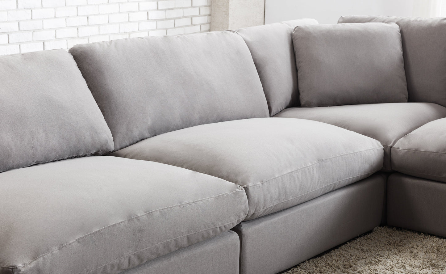 Rivas Contemporary Feather Fill 6-Piece Modular Sectional Sofa, Graphite