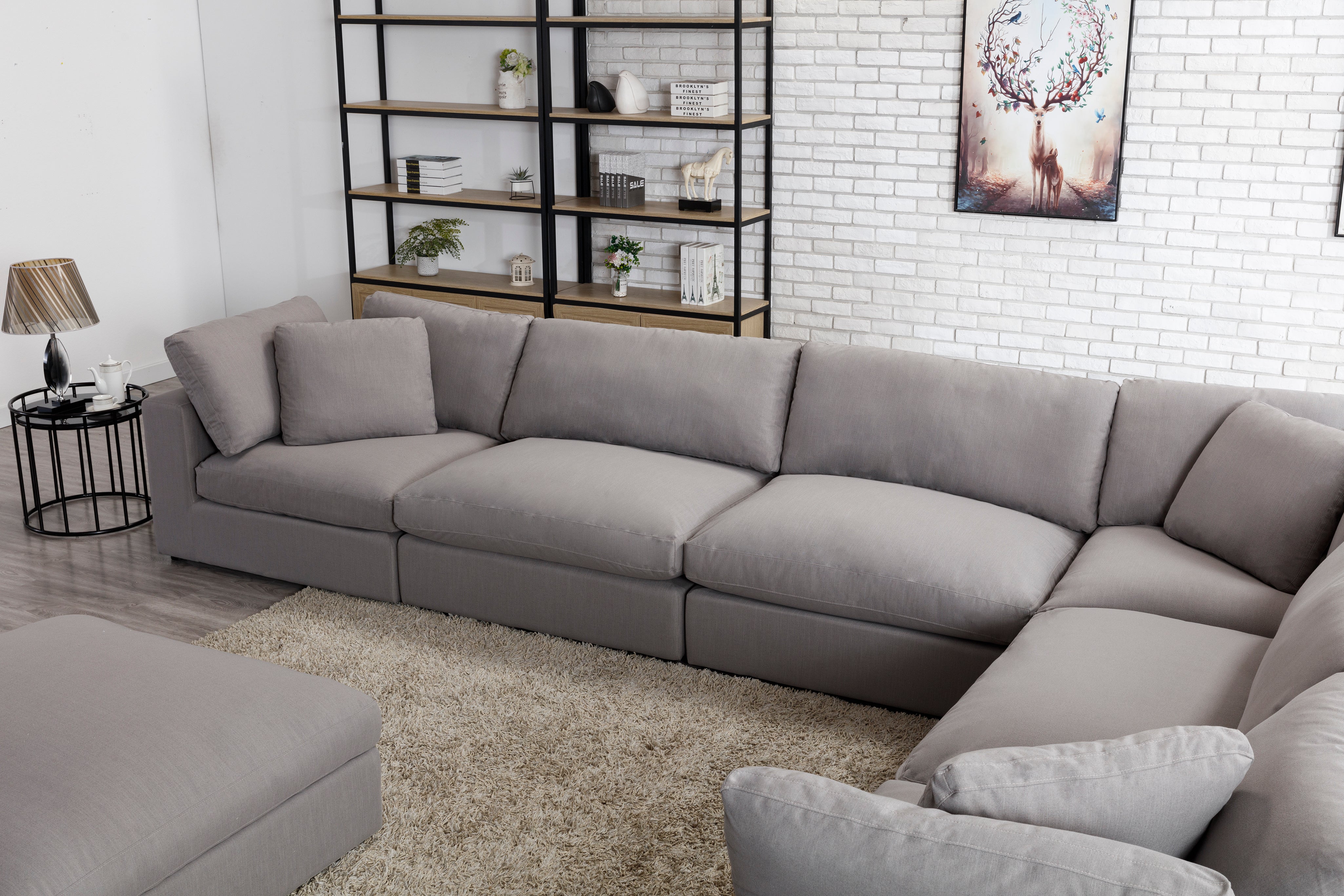 Rivas Contemporary Feather Fill 8-Piece Modular Sectional Sofa 