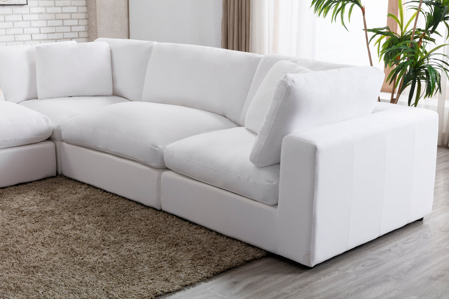 Rivas Contemporary Feather Fill 8-Piece Modular Sectional Sofa, White