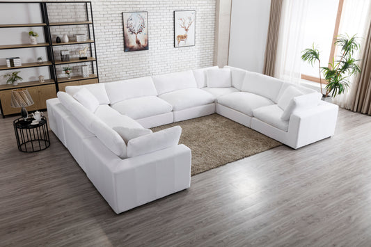 Rivas Contemporary Feather Fill 8-Piece Modular Sectional Sofa, White