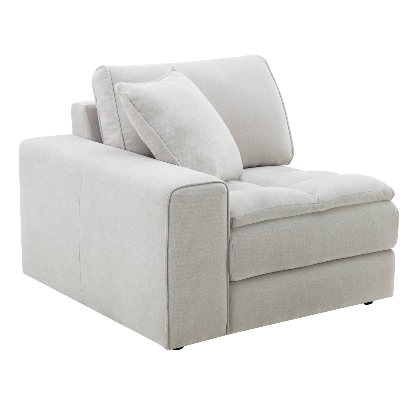 Breton Contemporary Fabric Tufted Sofa with Ottoman, Oyster