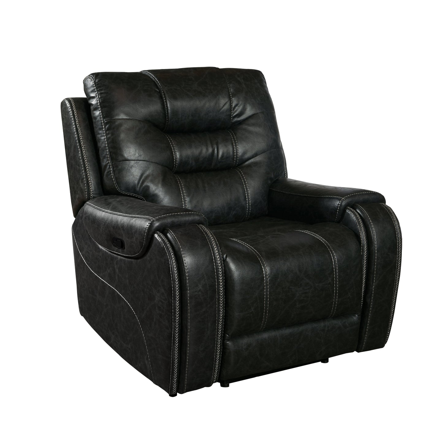 Rowena Contemporary Faux Leather Recliner with Cup Holder, Smoke
