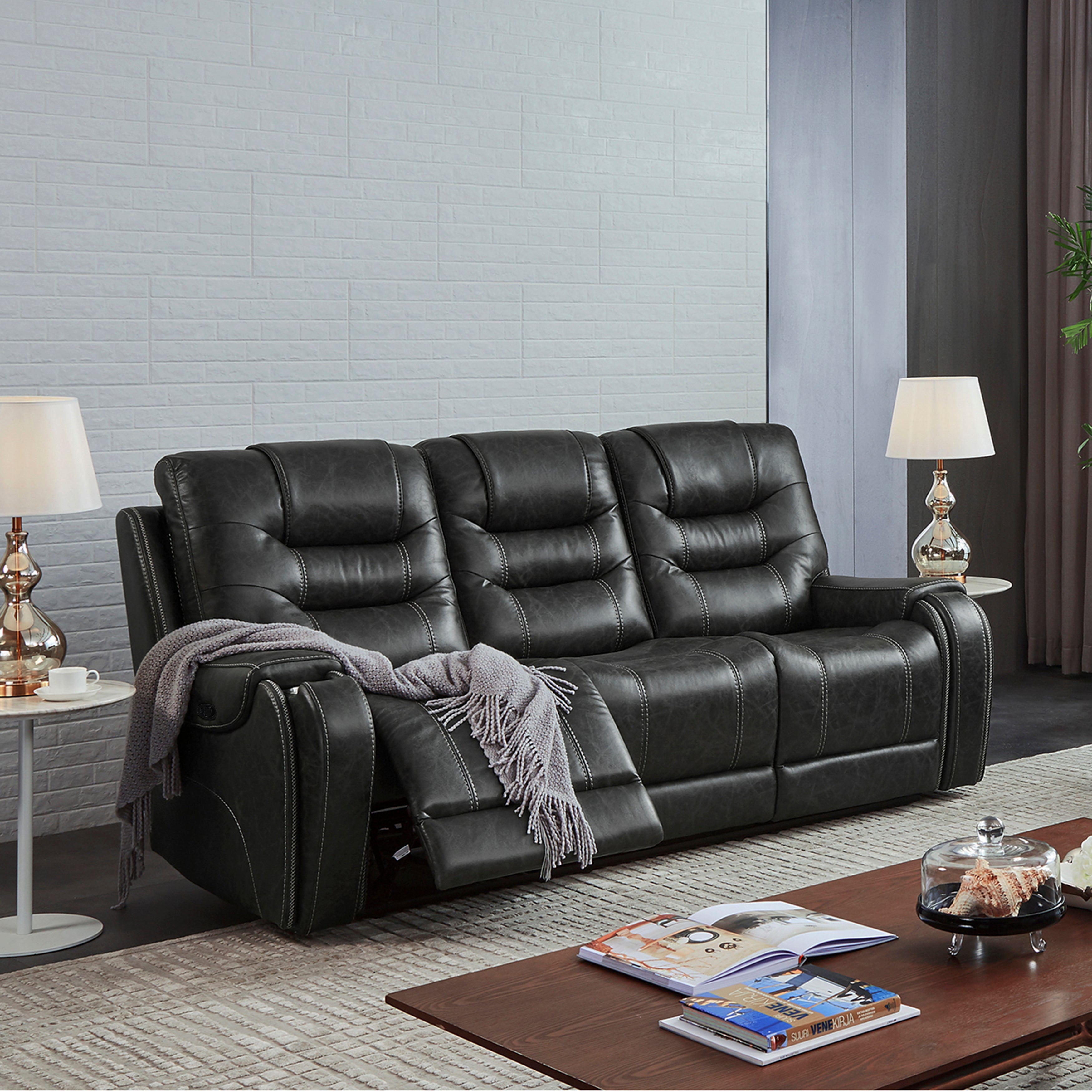 Roundhill furniture brandan bonded leather dual rocker recliner online chair