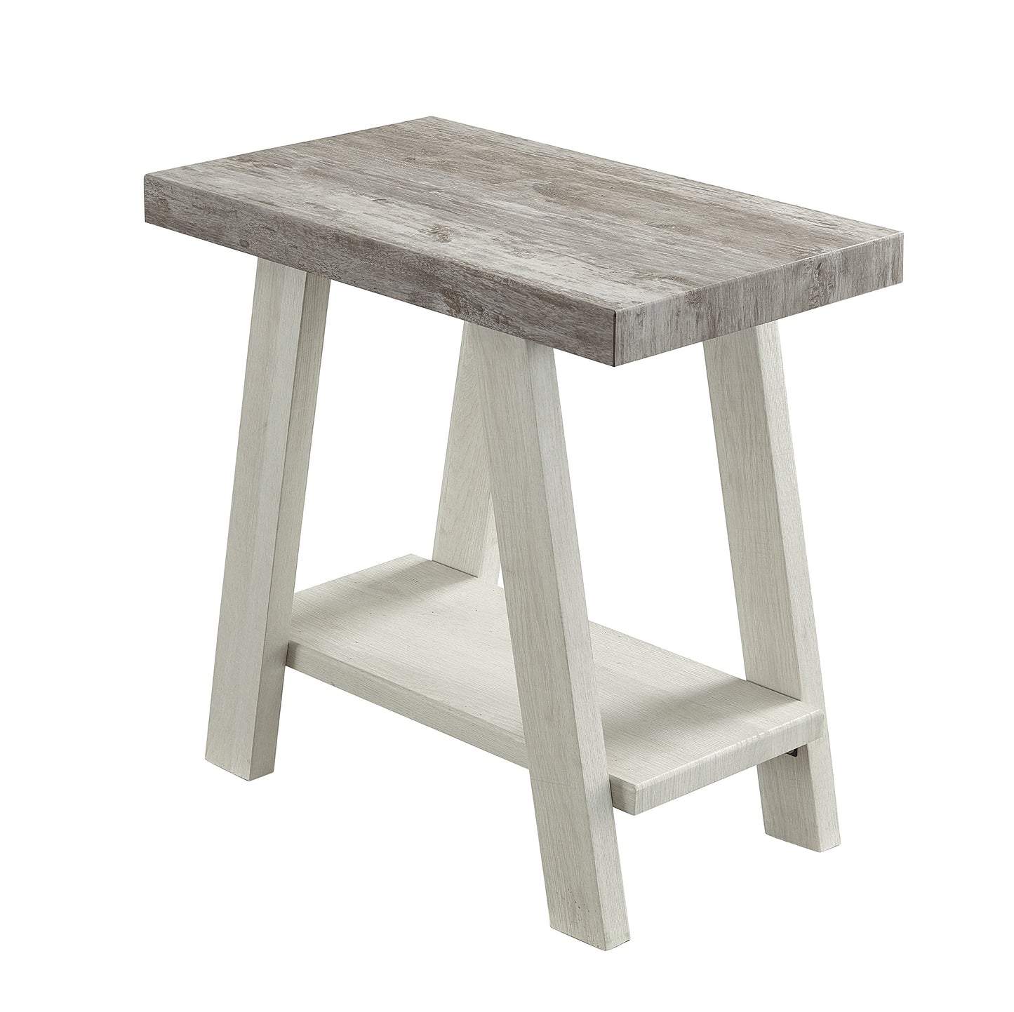 Athens Contemporary Two-Tone Wood Shelf Side Table in Weathered Gray and Beige