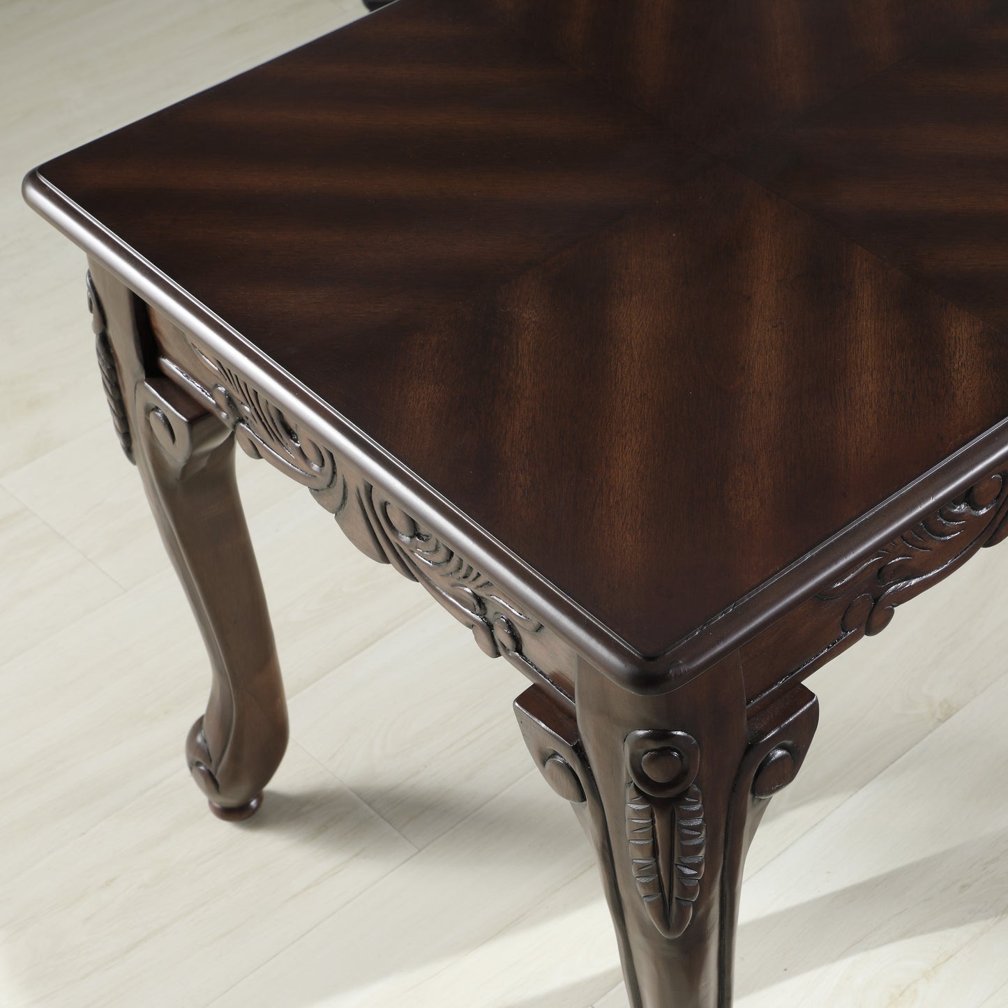 Traditional Ornate Detailing Dark Cherry Finish Wood Coffee Table