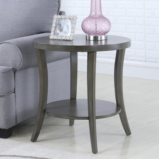 Perth Contemporary Oval Shelf End Table, Gray