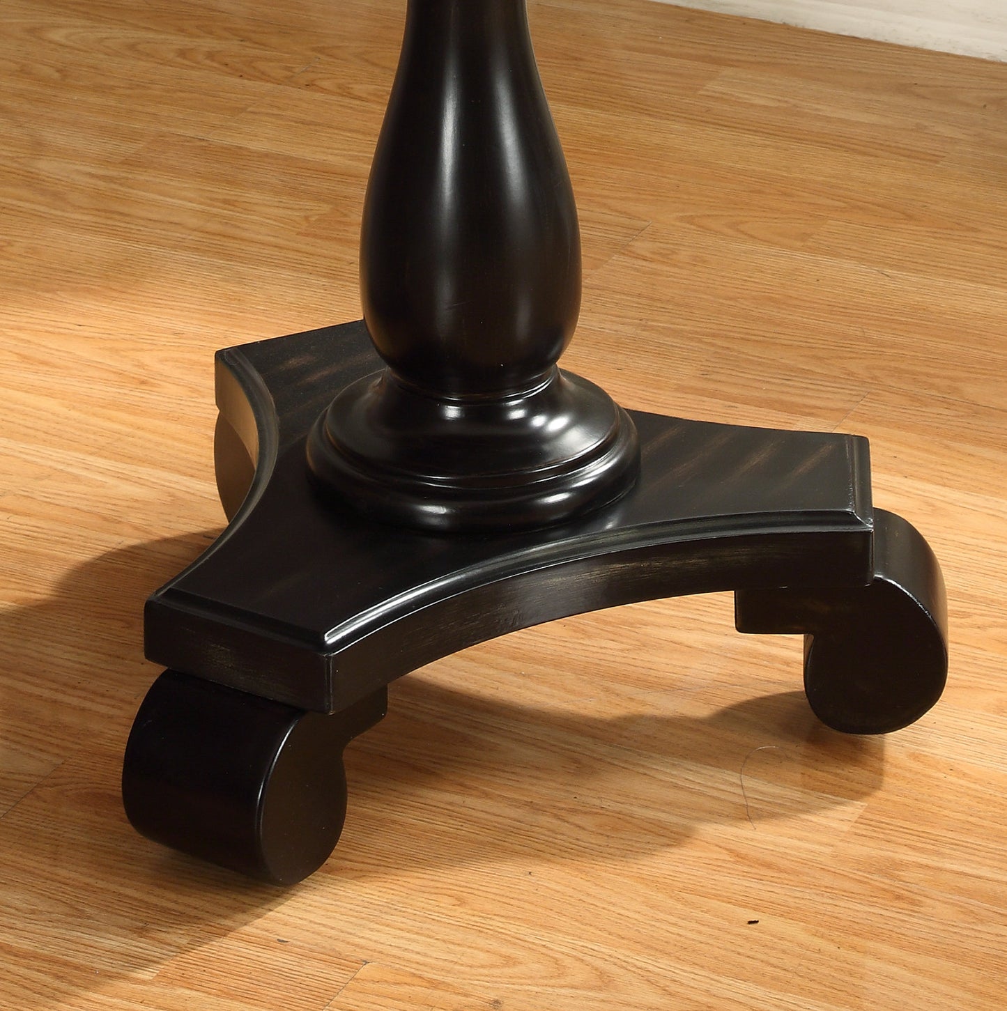 Rene Black Round Wood Pedestal Side Table