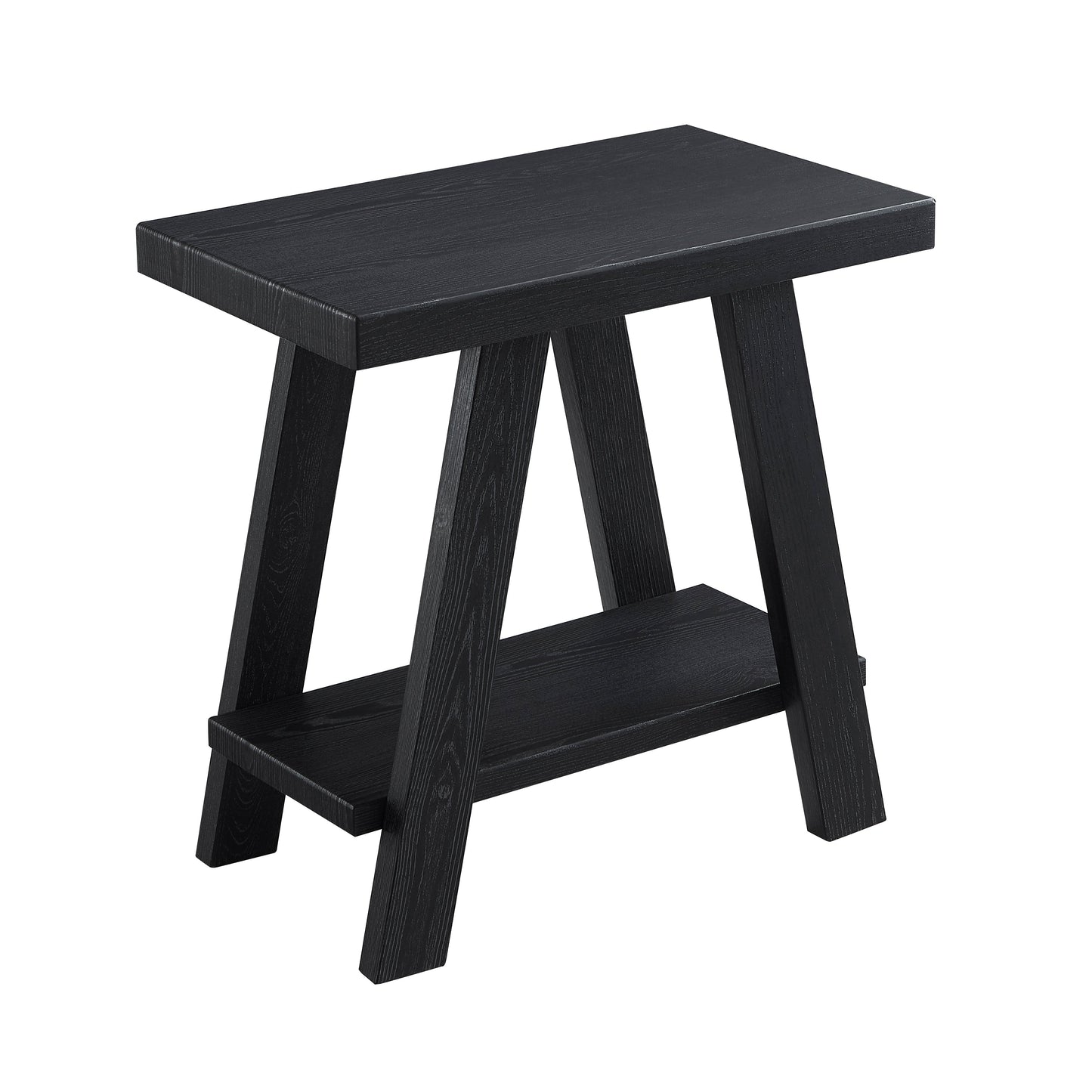 Athens Contemporary Wood Shelf Side Table in Black Finish