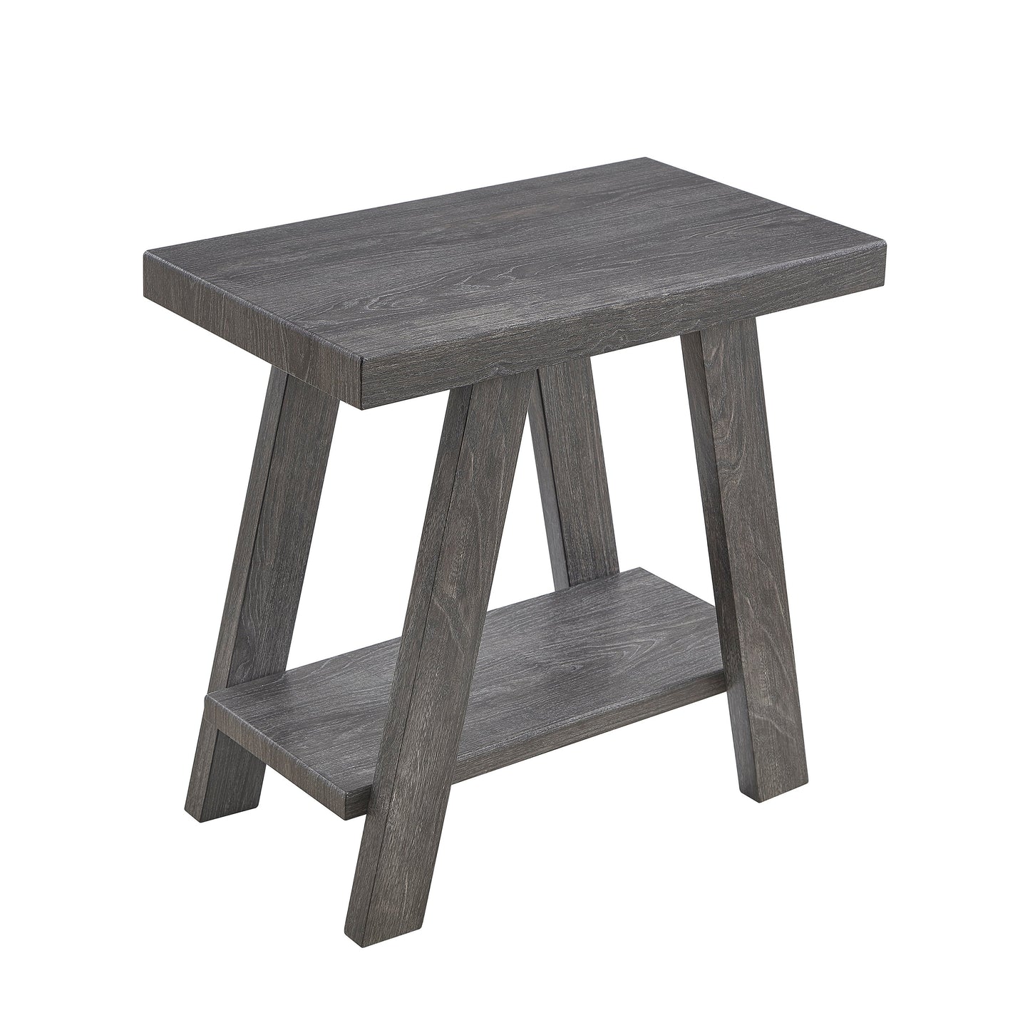 Athens Contemporary Wood Shelf Side Table in Gray Finish