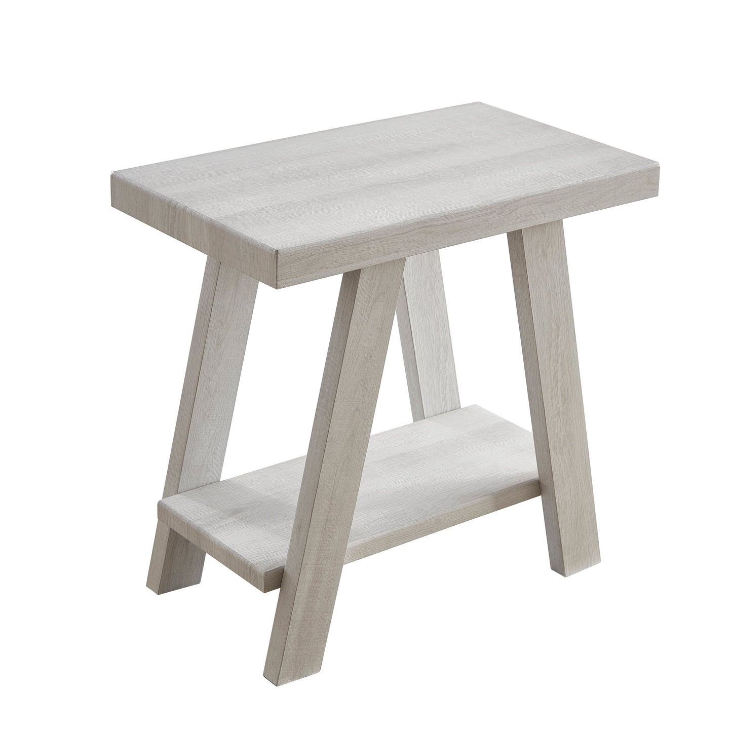Athens Contemporary Wood Shelf Side Table in White Finish