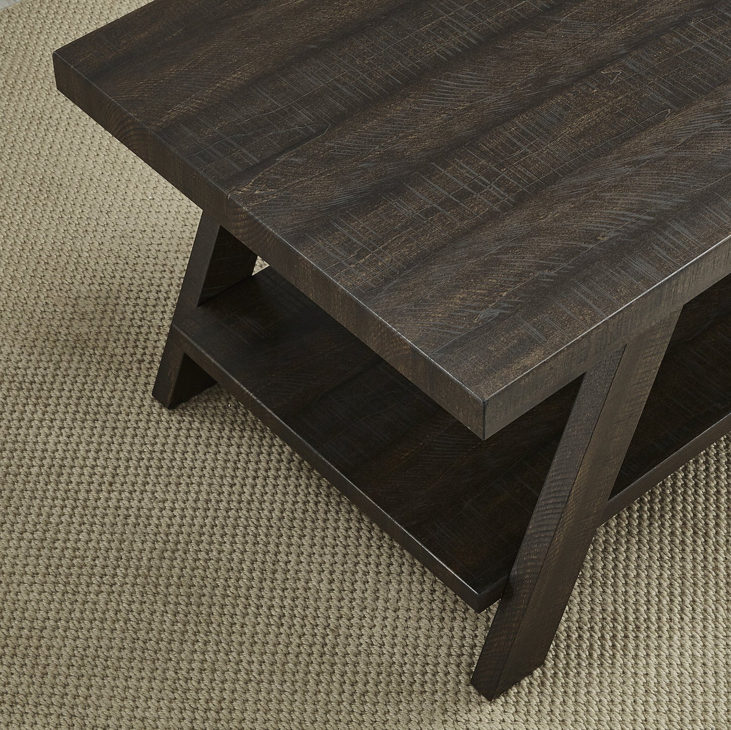Athens Contemporary Wood Shelf End Table in Weathered Espresso