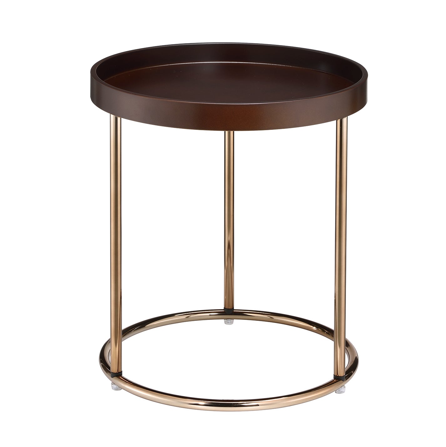 Genoa Round Tray Table with Metal Frame, Espresso