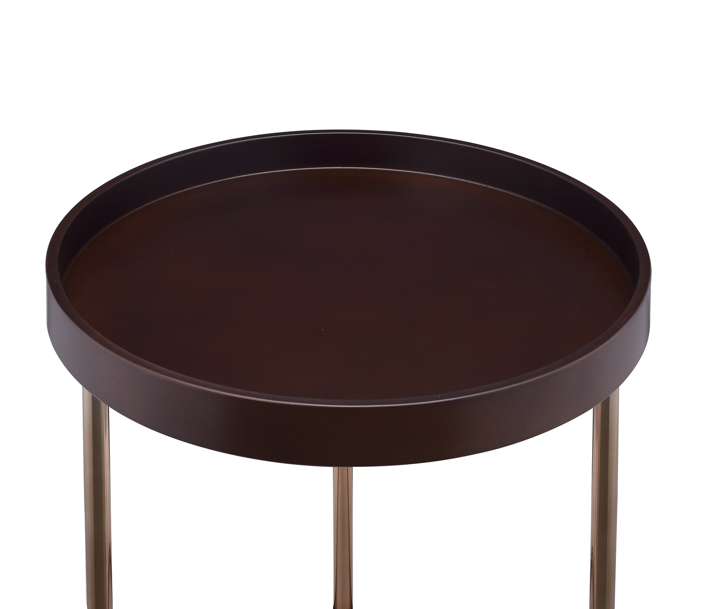 Genoa Round Tray Table with Metal Frame, Espresso