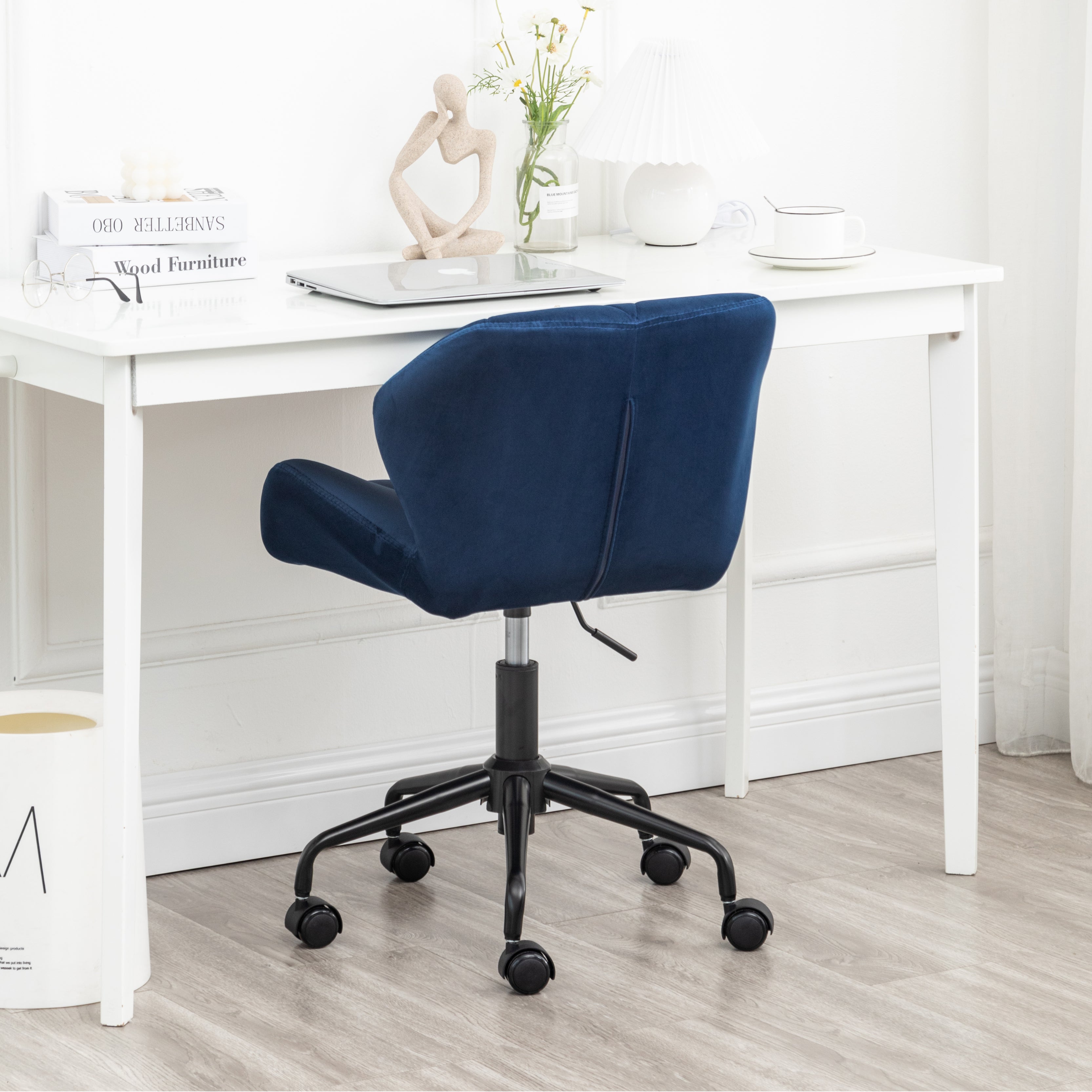 Blue tufted desk online chair