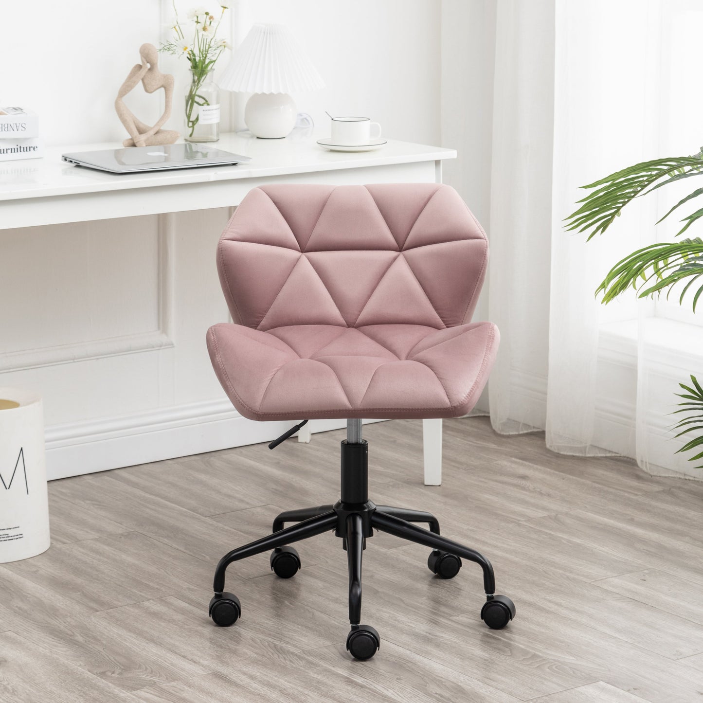 Eldon Diamond Tufted Adjustable Swivel Office Chair, Mauve