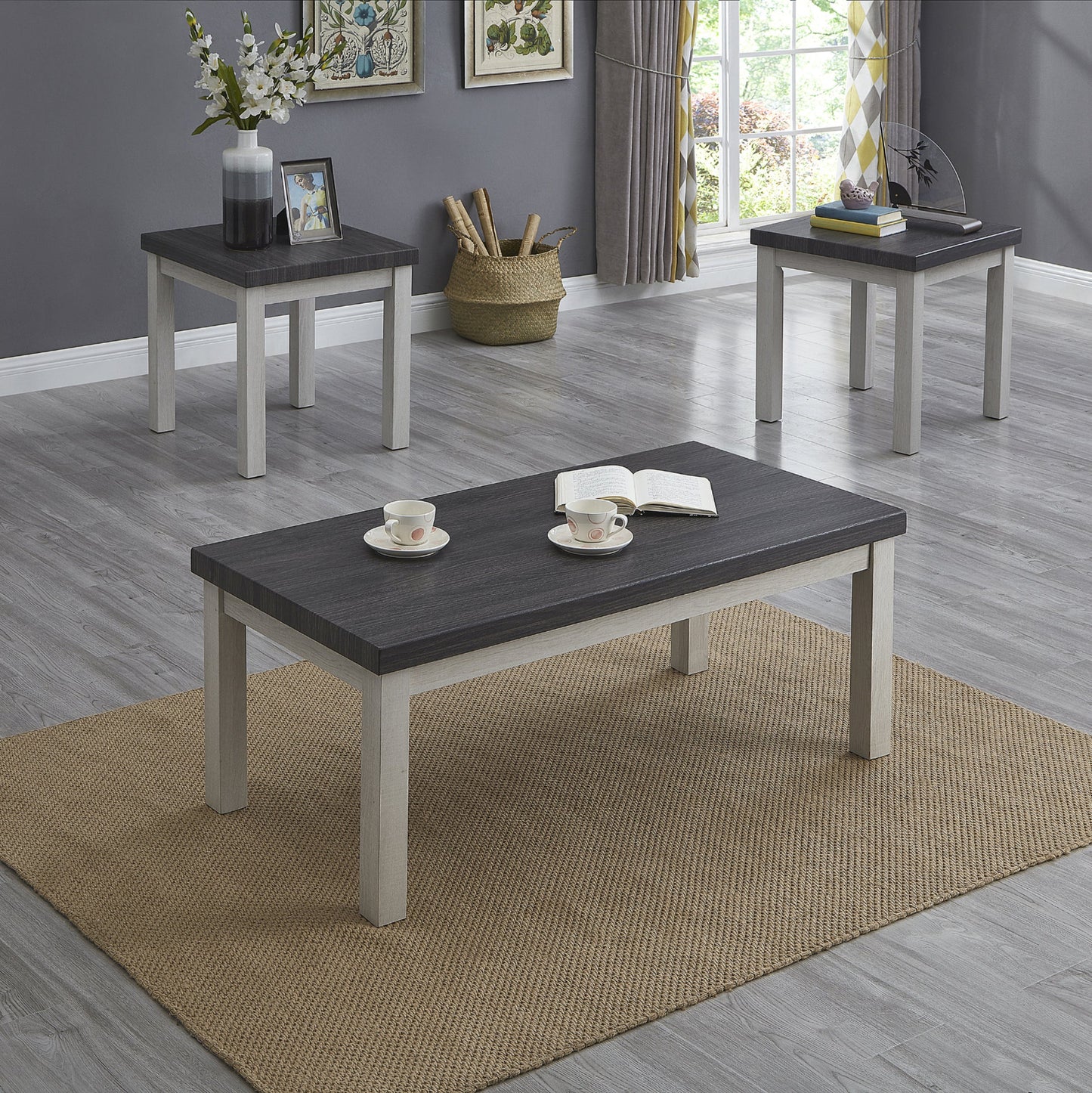 Ronan Two-tone Wood 3-Piece Living Room Table Set