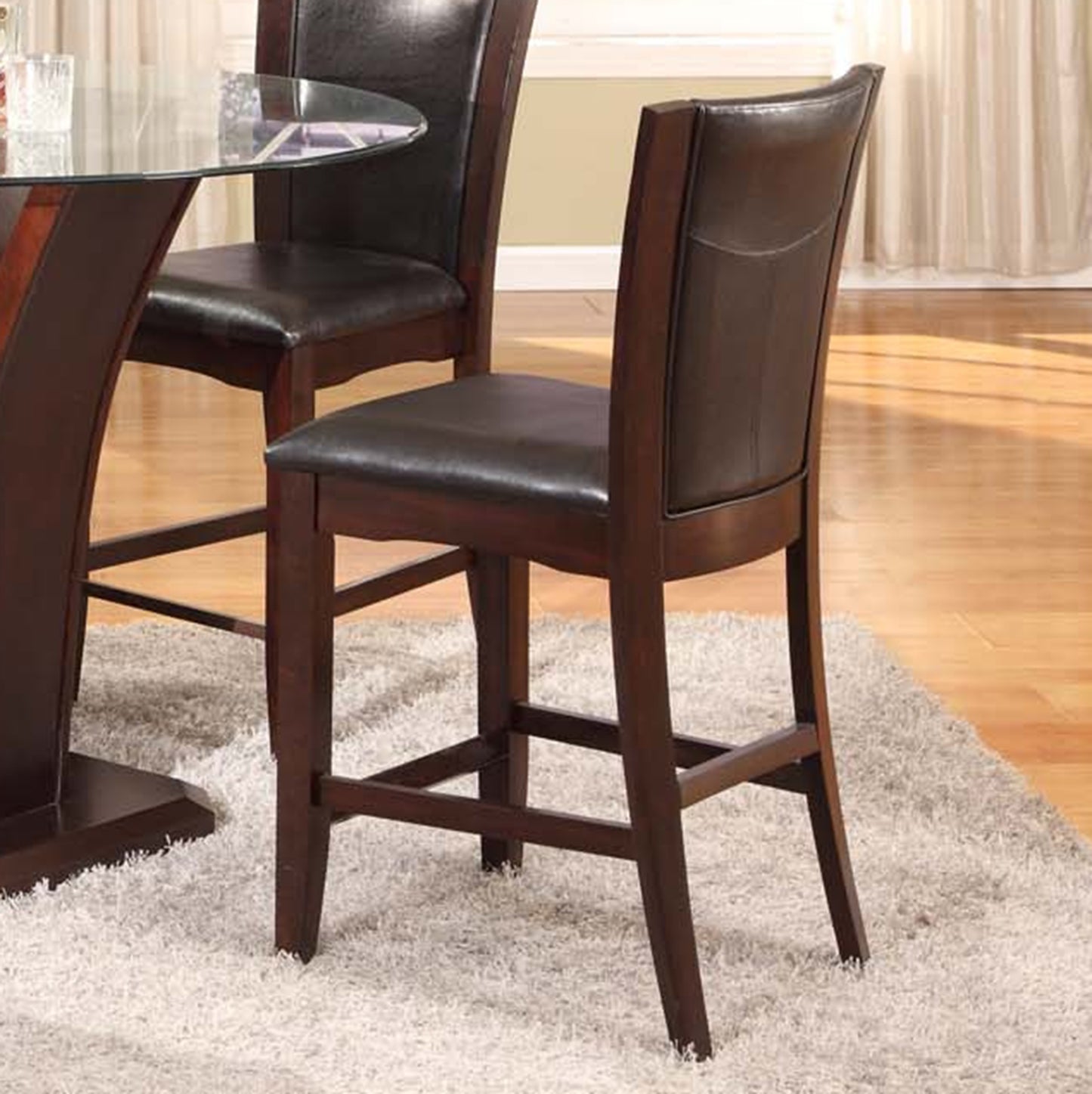 5PC Espresso Finish Glass Top Counter Height Dining Set