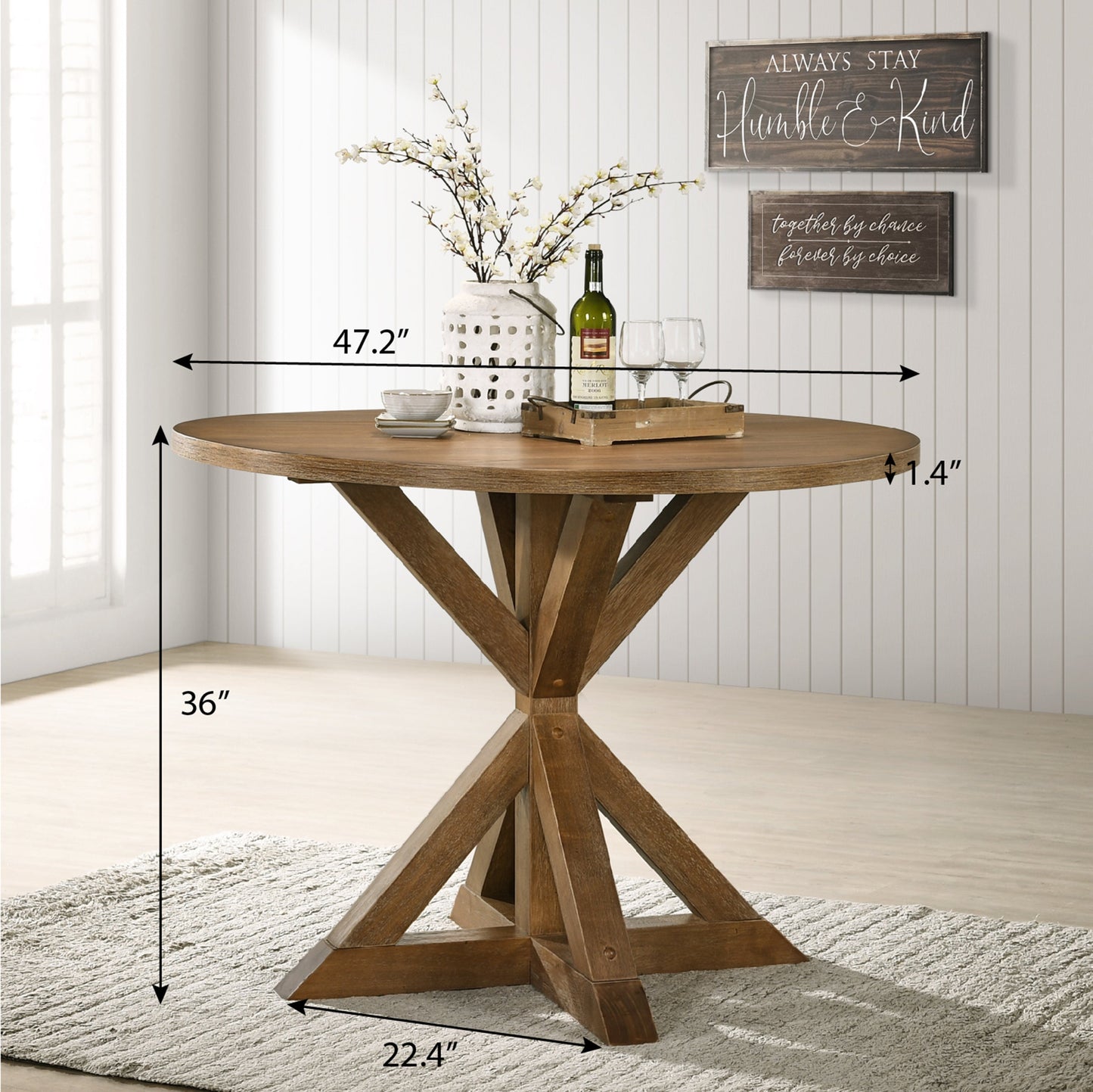 Windvale Cross-Buck Wood 5-Piece Counter Height Dining Set, Tan