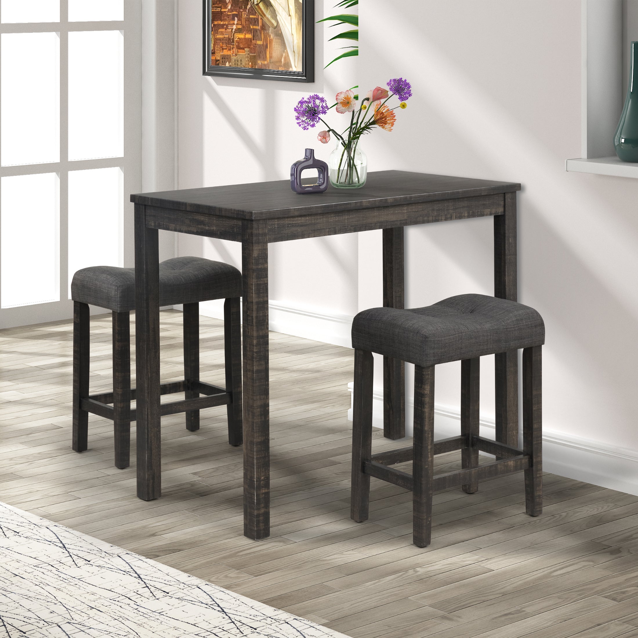 Black 3 piece online dining set