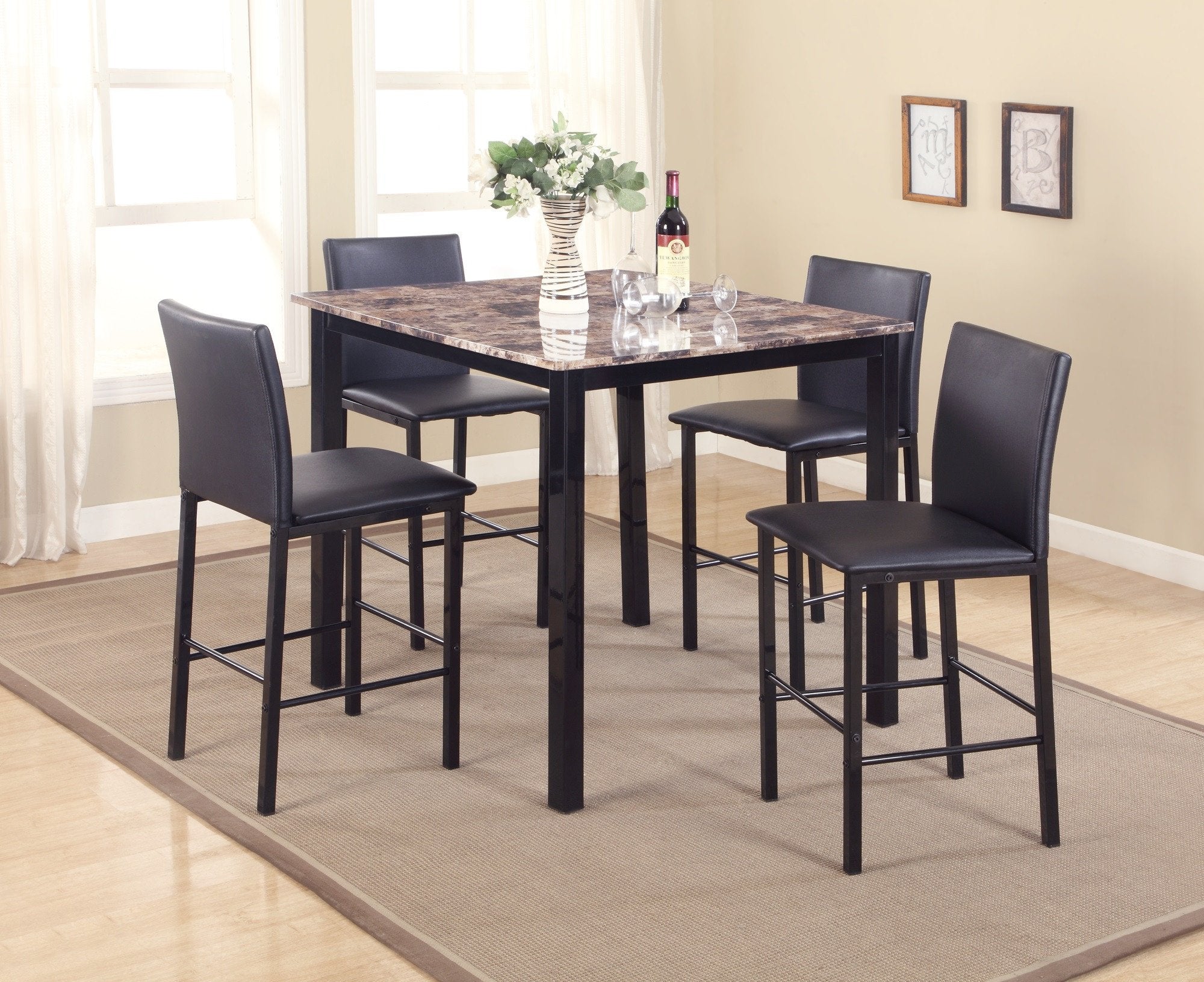 Black counter height discount table and chairs