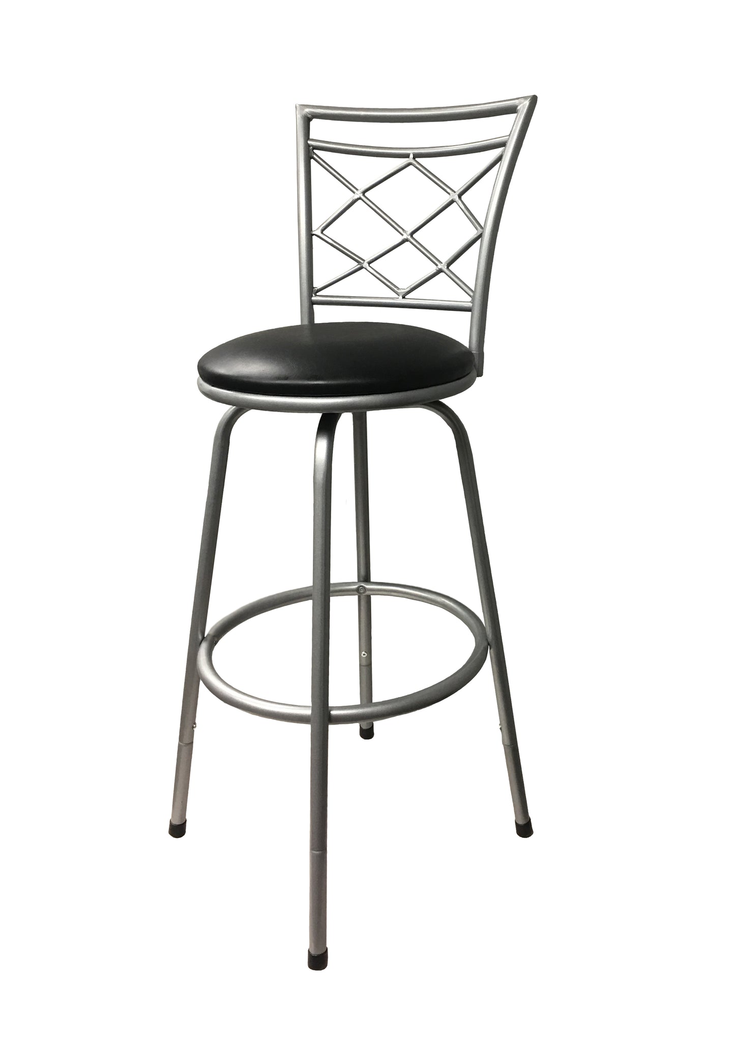 Halfy Round Seat Bar/Counter Height Adjustable Metal Silver Bar Stool