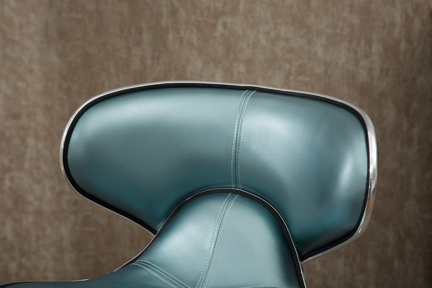 Masaccio Blue Cushioned Leatherette Upholstery Airlift Adjustable Swivel Barstool with Chrome Base, Set of 2