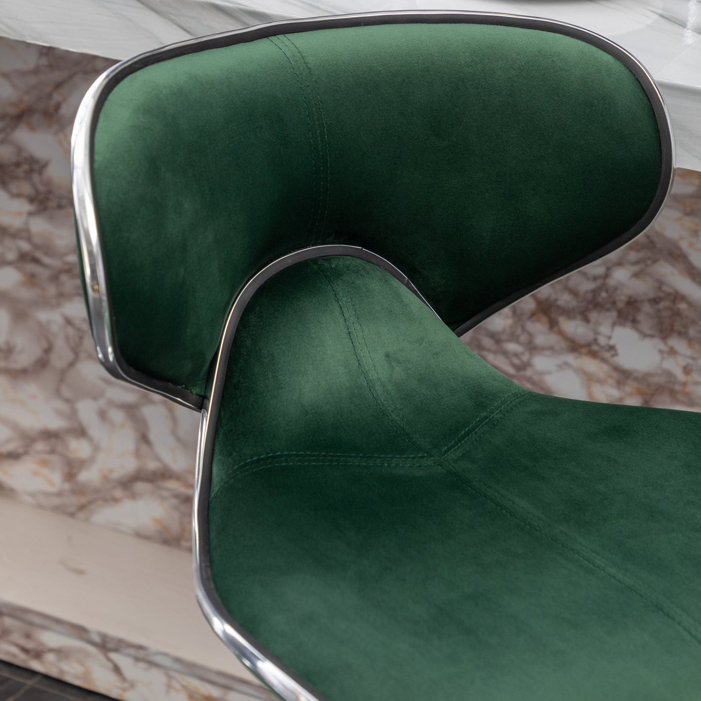 Masaccio Velvet Upholstered Adjustable Swivel Barstool, Set of 2, Green