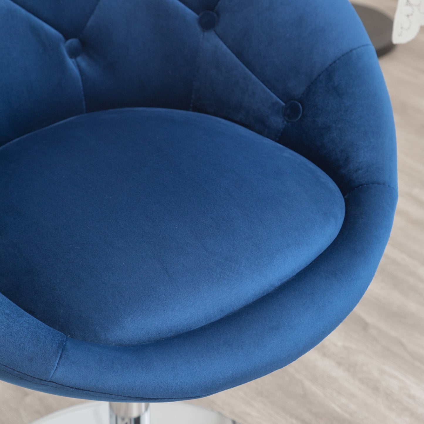 Noas Velvet Upholstered Tufted Back Swivel Accent Chair, Blue