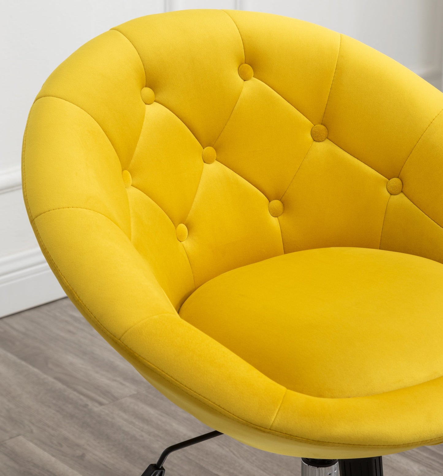 Noas Velvet Upholstered Tufted Back Swivel Accent Chair, Yellow