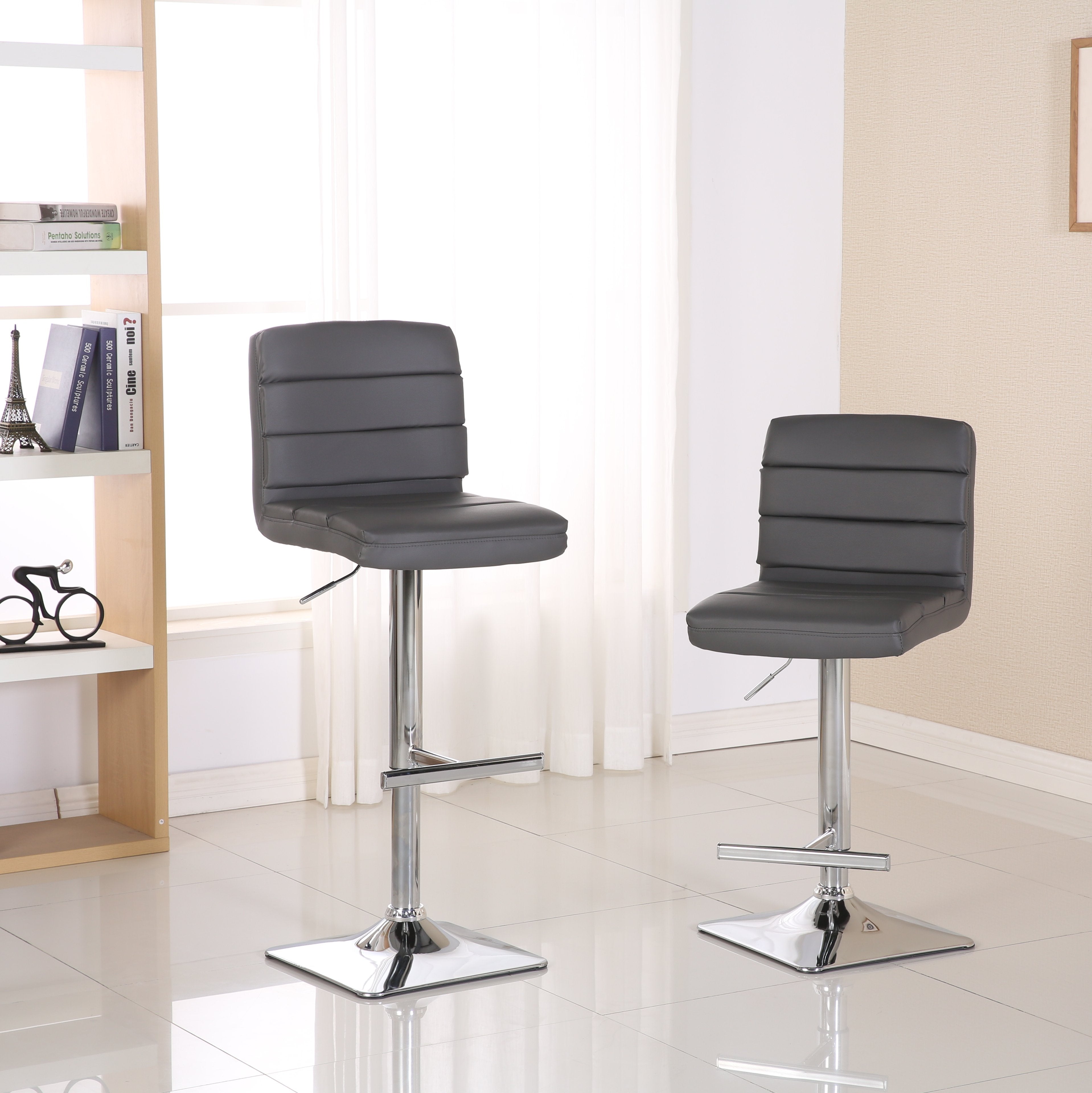 Grey leather swivel bar stools hot sale