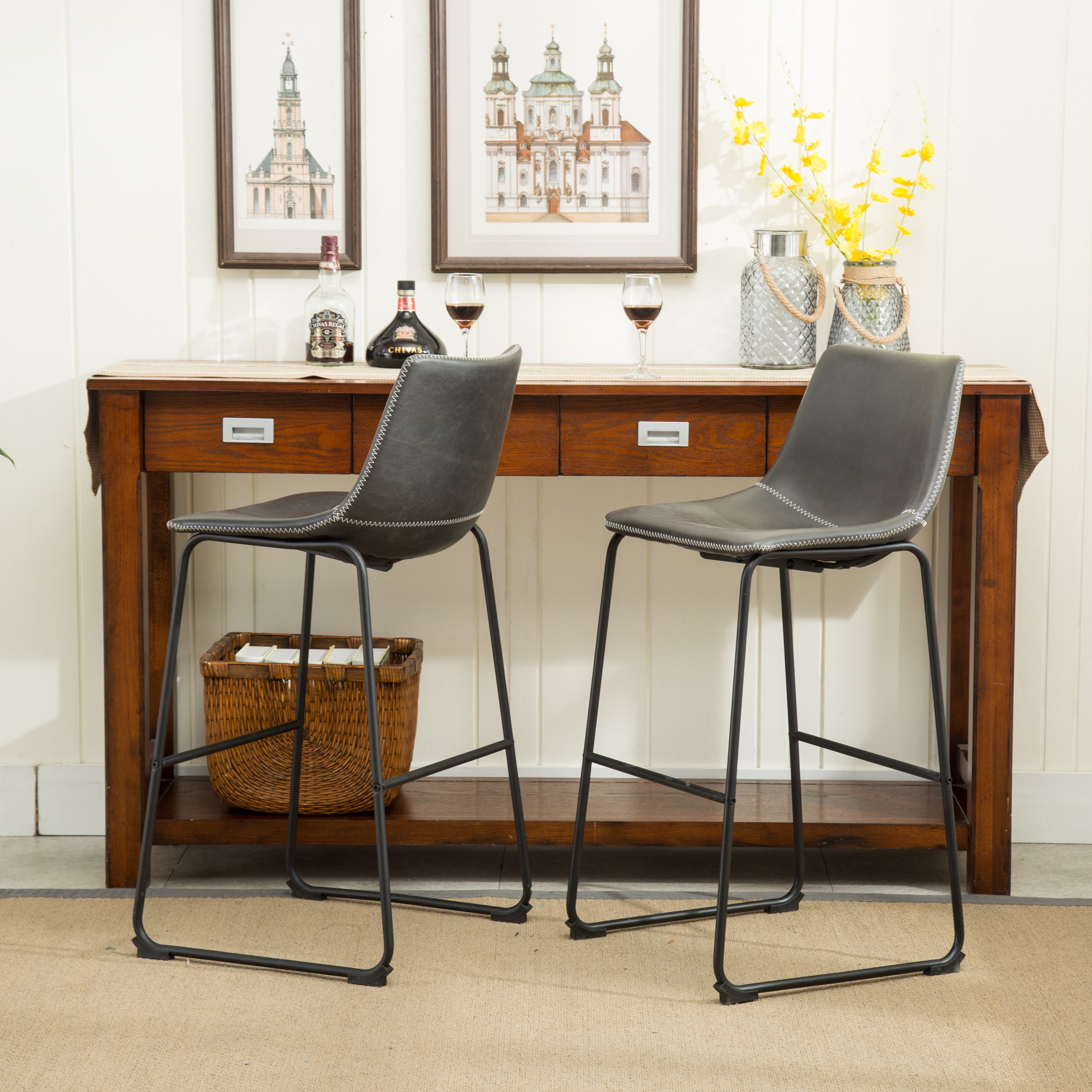 Roundhill furniture lotusville vintage pu leather dining chairs new arrivals