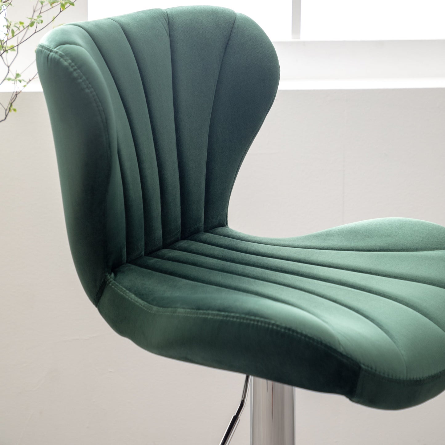 Ellston Upholstered Adjustable Swivel Barstools in Green, Set of 2