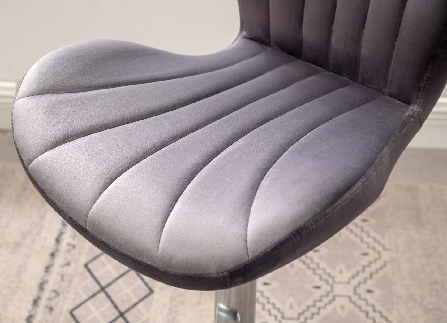 Ellston Upholstered Adjustable Swivel Barstools in Gray, Set of 2