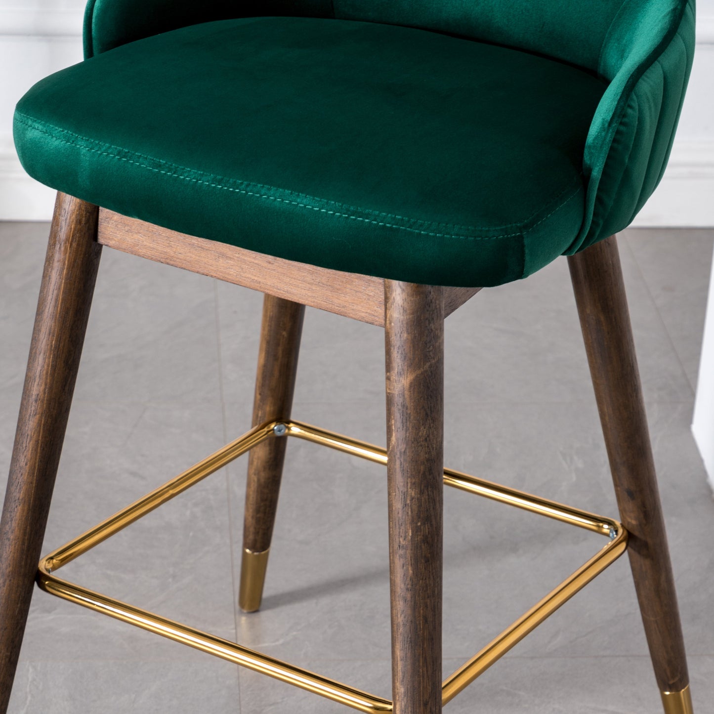 Leland Fabric Upholstered Counter Height Wingback Stools, Set of 2, Green