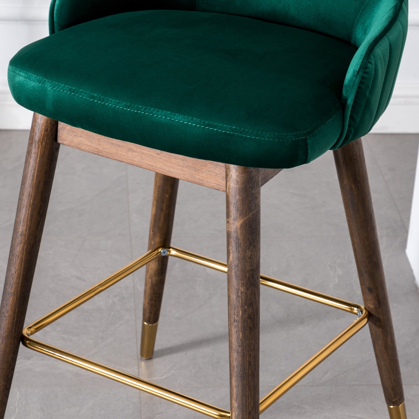 Leland Fabric Upholstered Wingback Bar Stools, Set of 2, Green