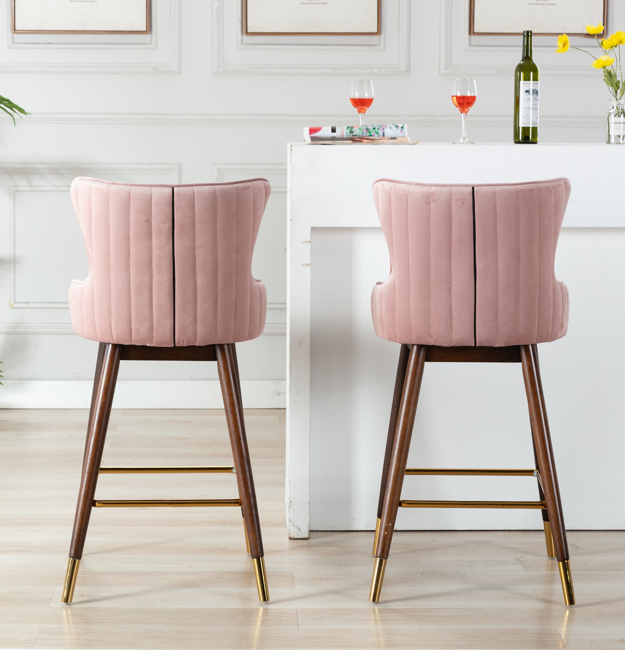 Blush velvet bar discount stools