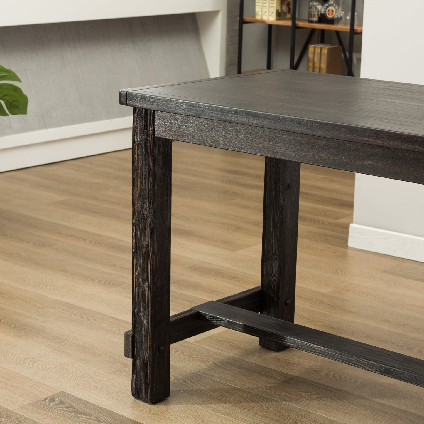 Lotusville Antique Black Finish Rectangular Wood Counter Height Dining Table