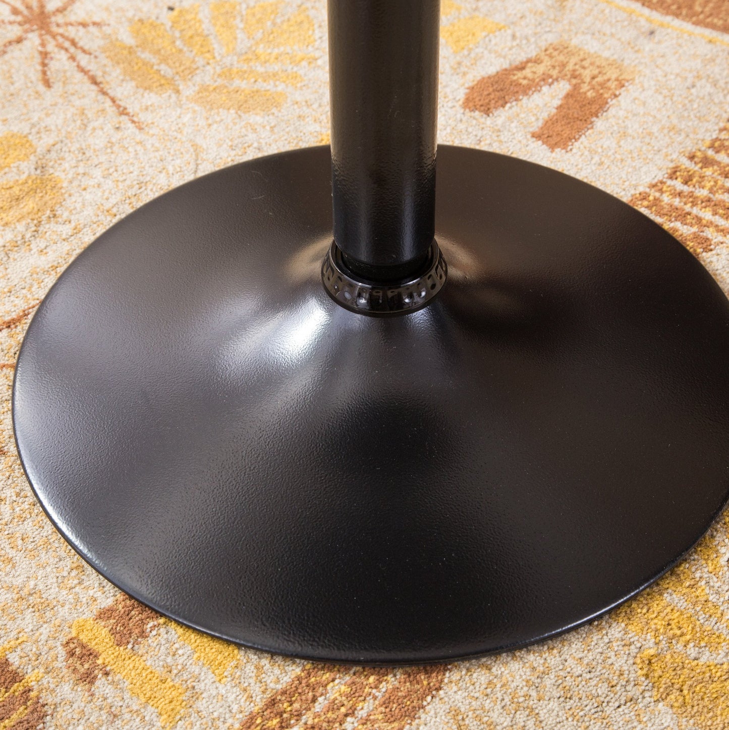 Belham Black Round Top with Black Leg And Base Metal Bar Table