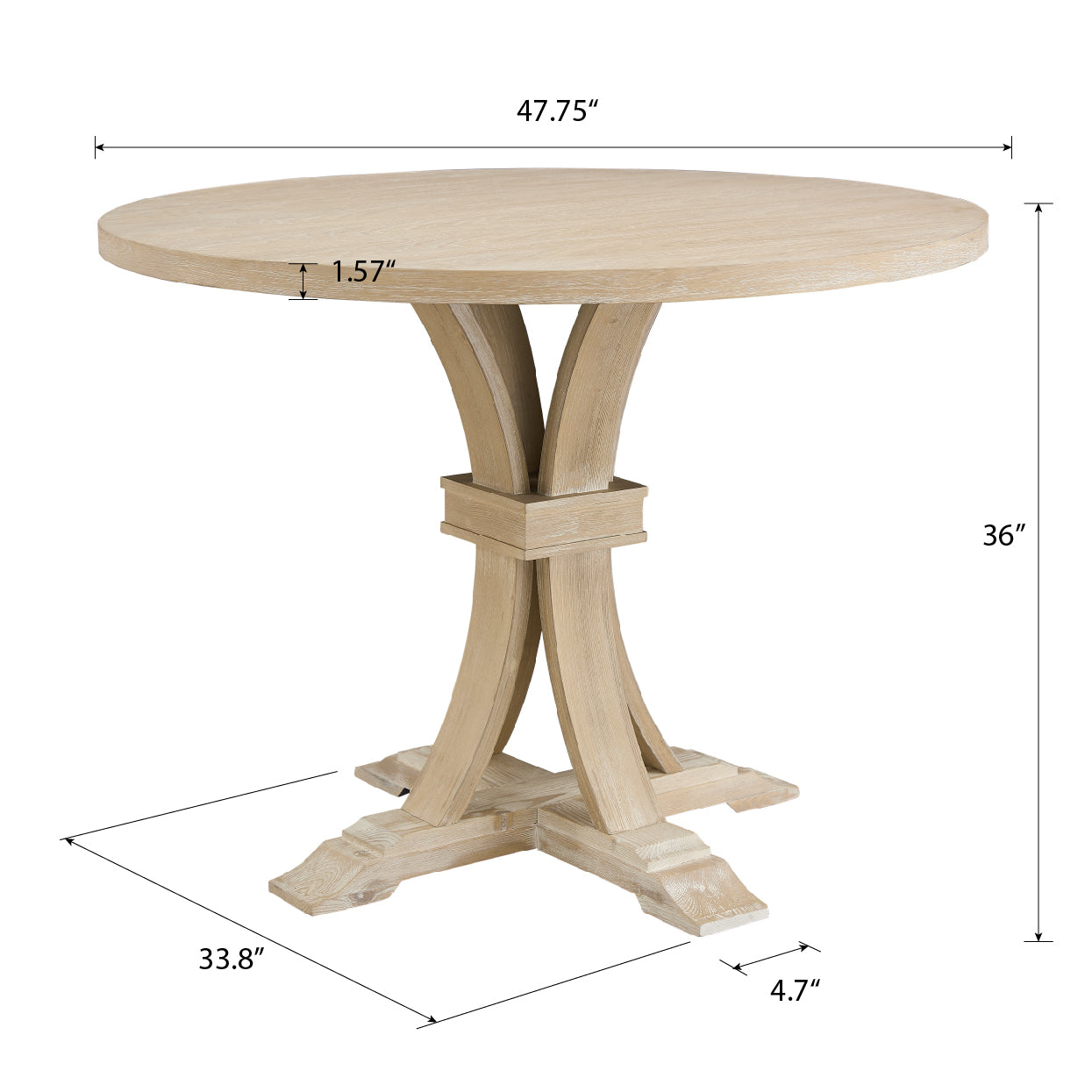 White-washed Finish Round Counter Height Pedestal Dining Table