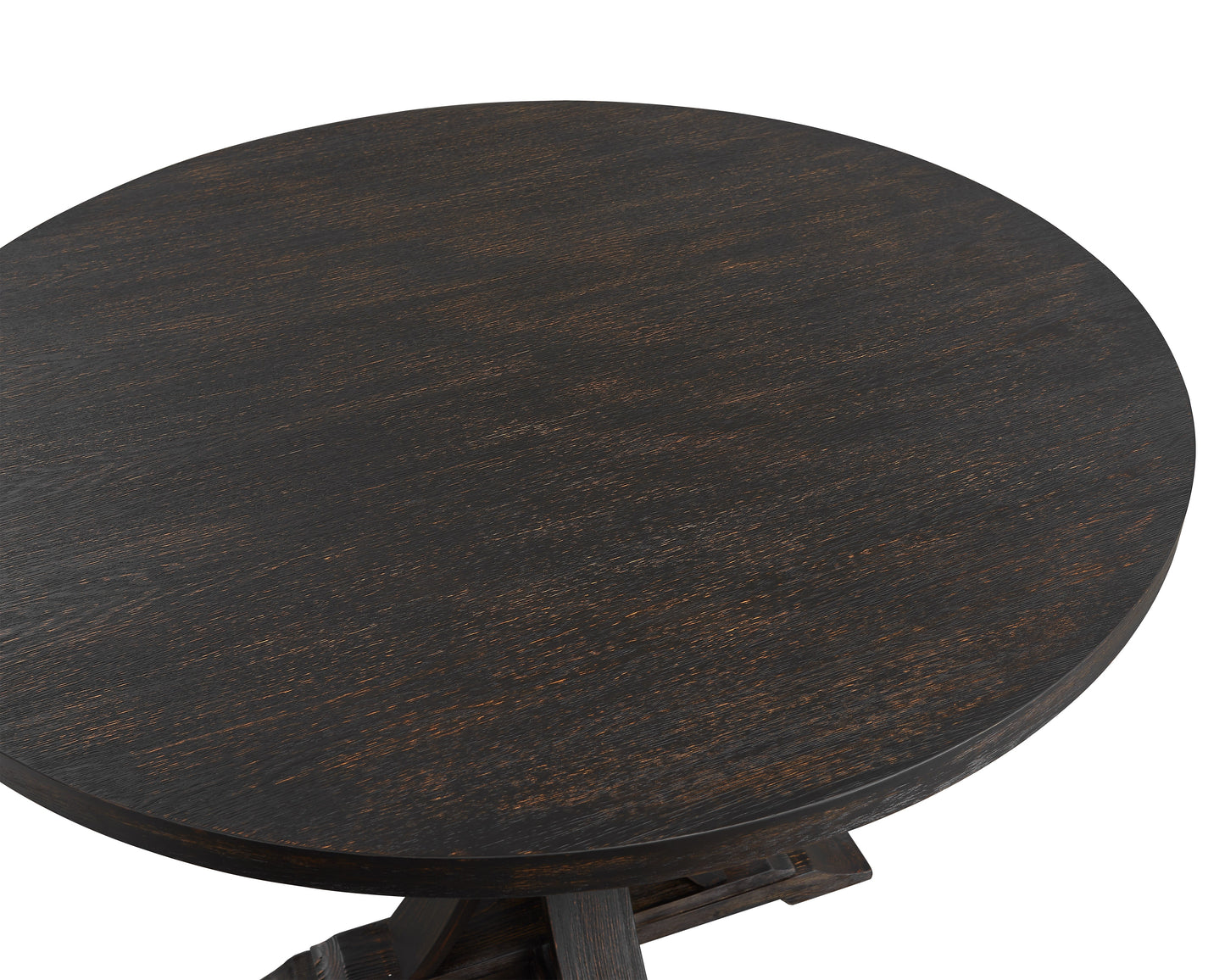 Distressed Black Finish Round Counter Height Pedestal Dining Table